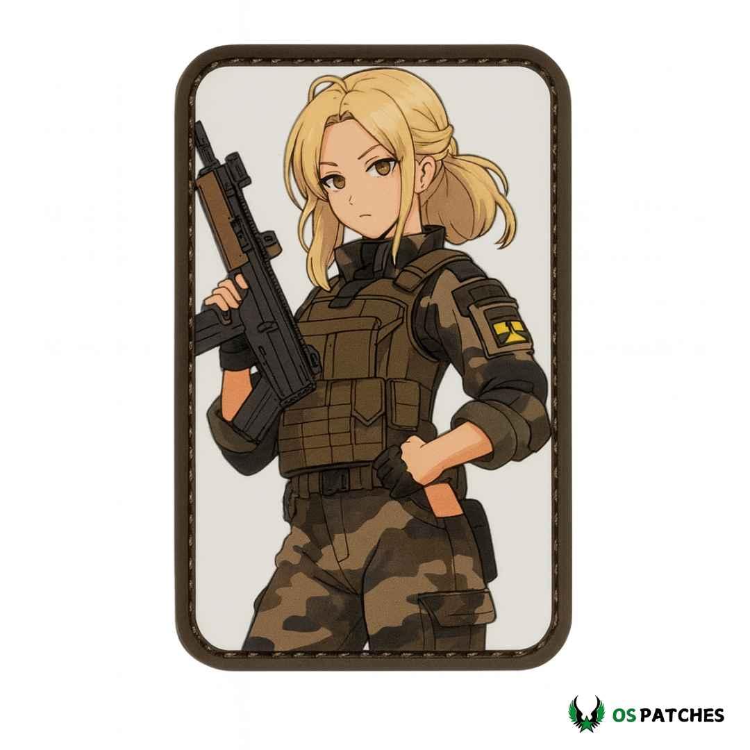 Parche PVC anime soldado chica táctica camuflaje militar ideal Airsoft