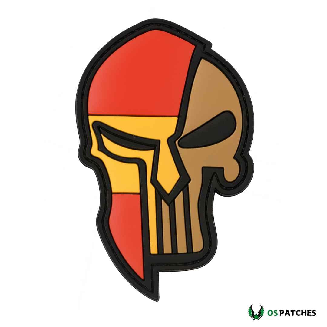Parche PVC calavera táctica con bandera España ideal para Airsoft