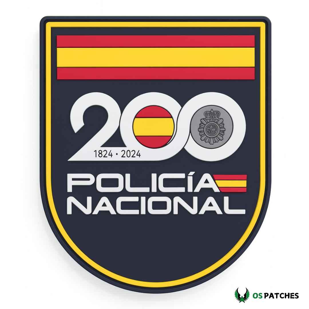 Parche PVC Policía Nacional España 200 aniversario con bandera y escudo