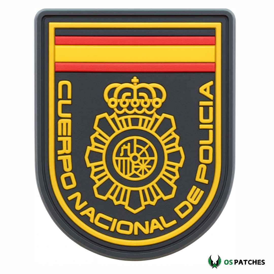 Parche PVC Policía Nacional España escudo negro amarillo rojo oficial