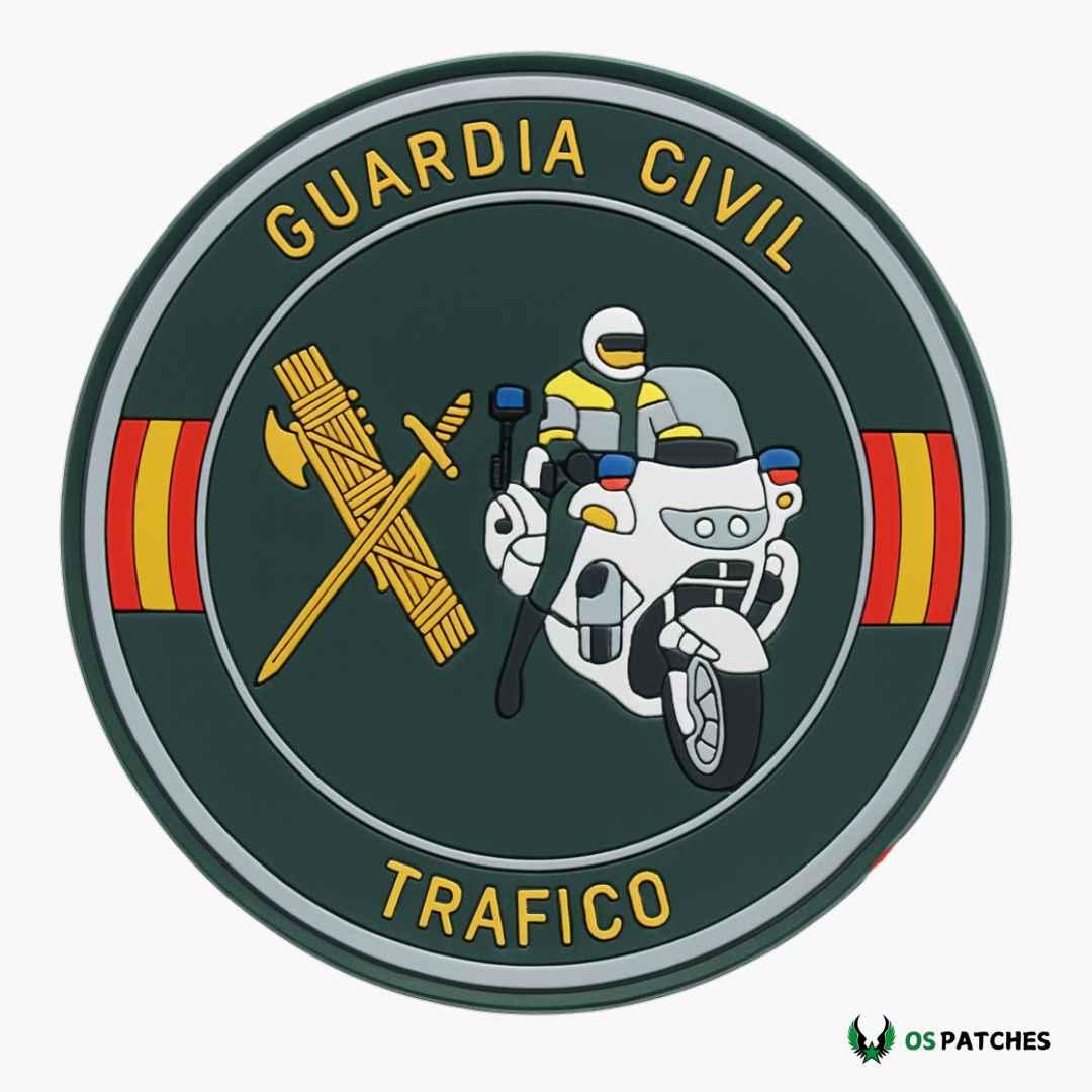 Parche PVC Guardia Civil Tráfico con motorista y emblema oficial dorado